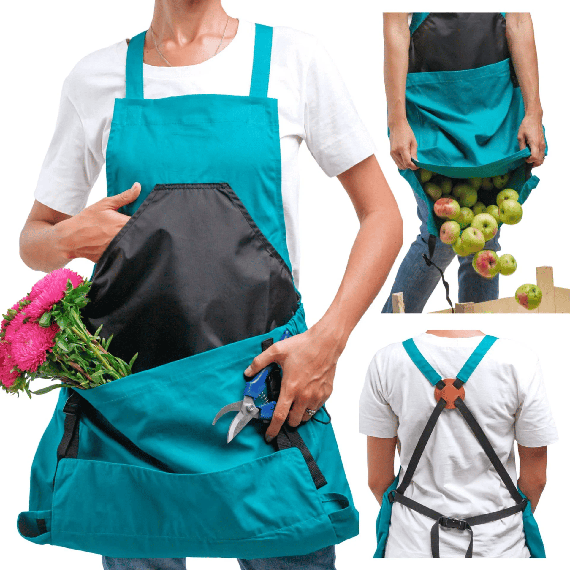 ✨Cross Back Gardening Apron With Deep Kangaroo Release Pockets