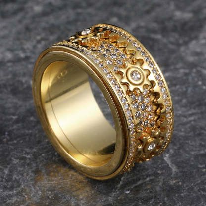 🎁 925 Sterling Silver Personalized Stress Reducing Rotatable Gear Ring 💎