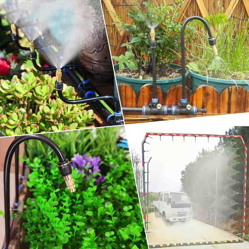 Whether you want to place it on the ground, fix it on a fence, or hang it on a sky flower bed, it provides great flexibility. It can be used in various occasions, such as courtyards, lawns, roof cooling systems, agriculture, swimming pool spray cooling systems, greenhouses, garden plant watering, etc.
