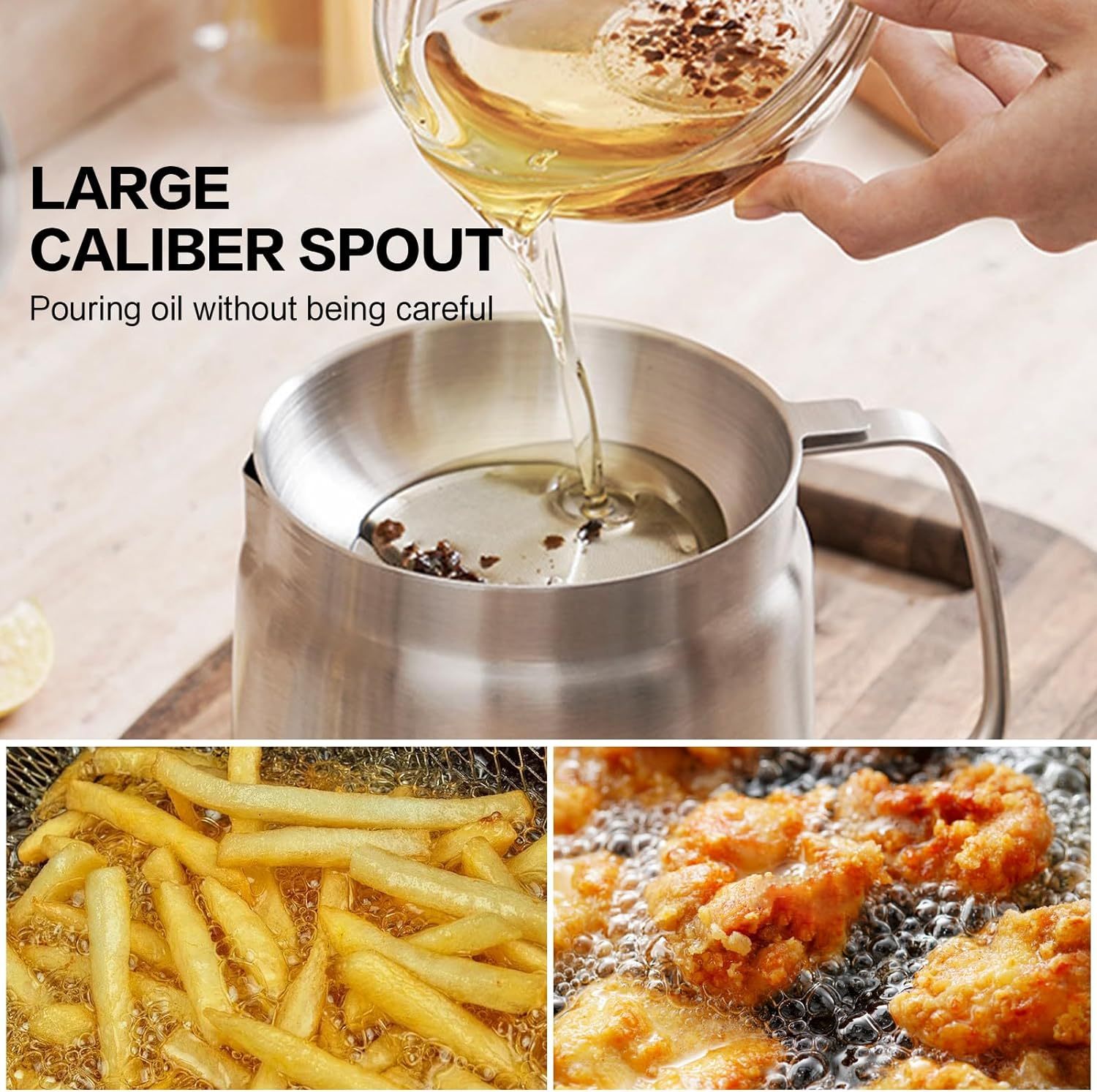 ✨2 - in - 1 304 Stainless Steel Multifunctional Oil Strainer Pot 👍