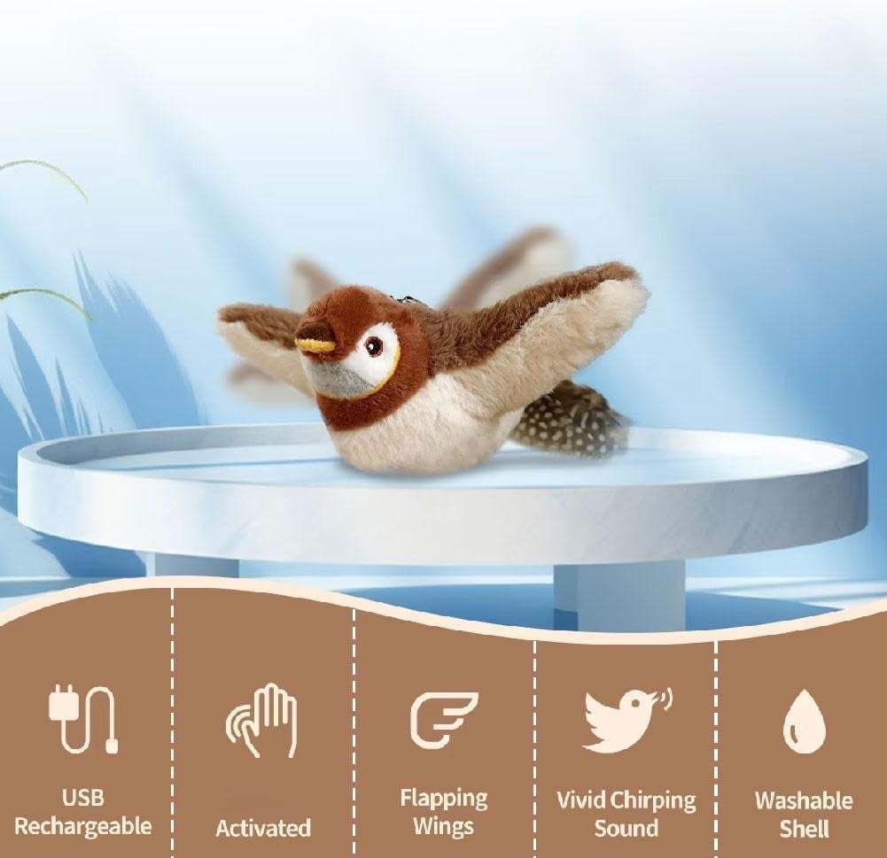 Flapping Bird Cat Toy – USB Rechargeable & Motion‐Activated Chirping Bird