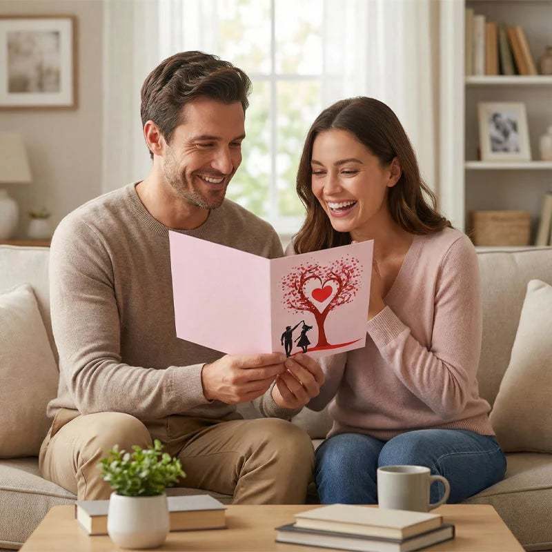 💐3D Pop-Up Anniversary Card - Romantic Love Tree & Hearts Design💌