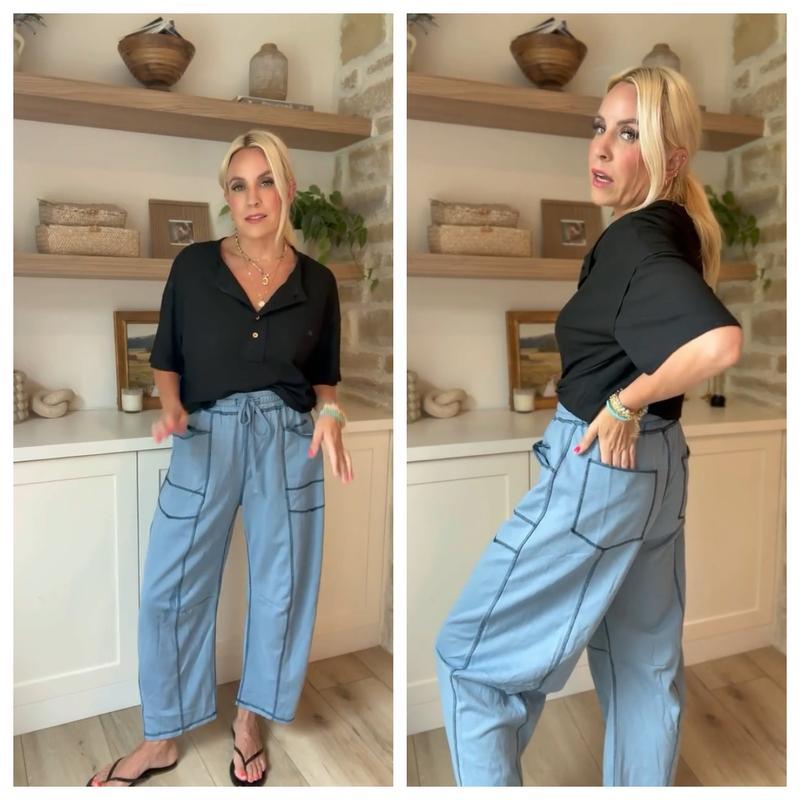 $10 off—this week only!🔥Womens Baggy Barrel Pants Wide Leg Lounge Drawstring Sweatpants with Pockets