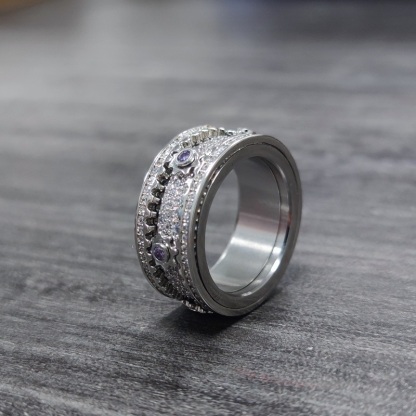 🎁 925 Sterling Silver Personalized Stress Reducing Rotatable Gear Ring 💎
