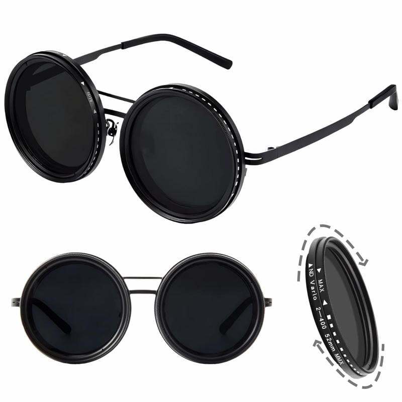 ！！！！！！！！！！！！！！Adjustable Tint Rounded Polarized Lenses Retro Sunglasses