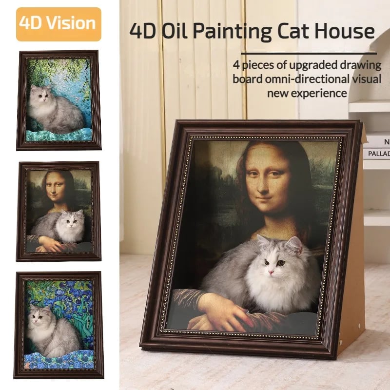 3D oil painting cat bed