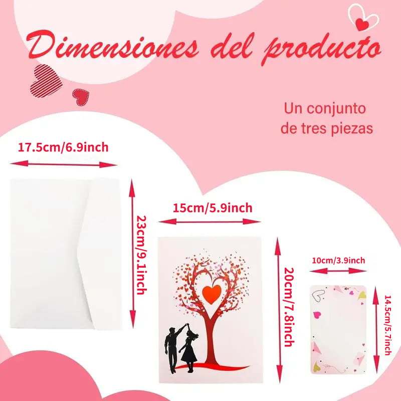 💐3D Pop-Up Anniversary Card - Romantic Love Tree & Hearts Design💌