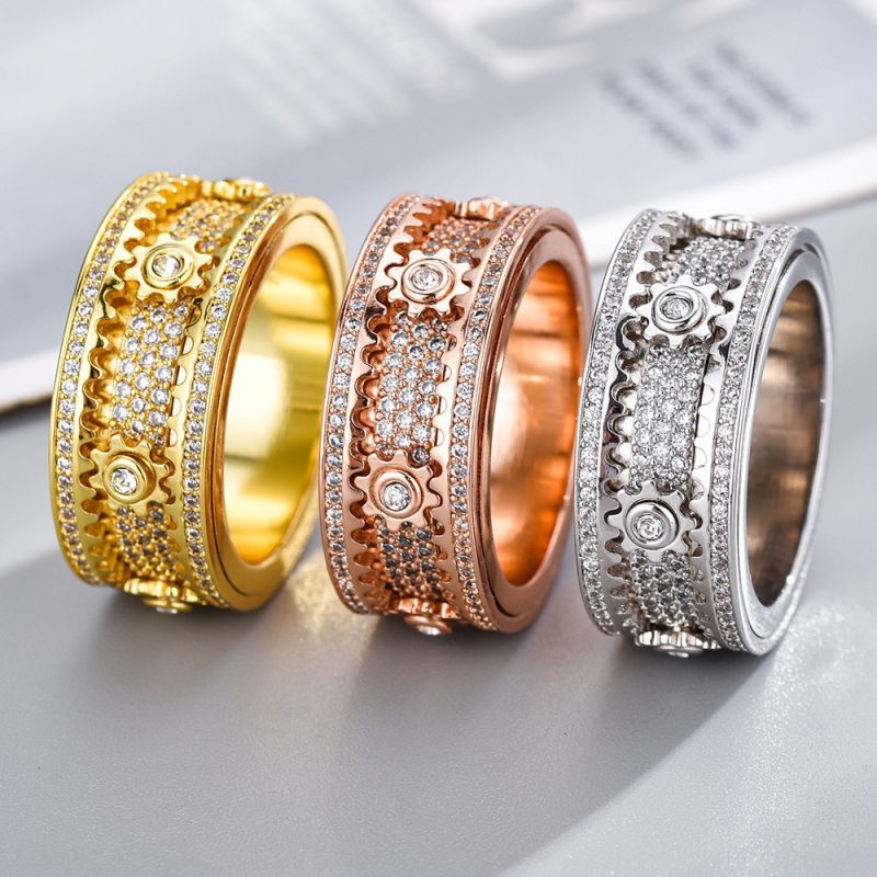 🎁 925 Sterling Silver Personalized Stress Reducing Rotatable Gear Ring 💎