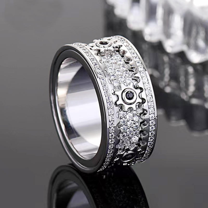 🎁 925 Sterling Silver Personalized Stress Reducing Rotatable Gear Ring 💎