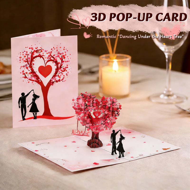 💐3D Pop-Up Anniversary Card - Romantic Love Tree & Hearts Design💌