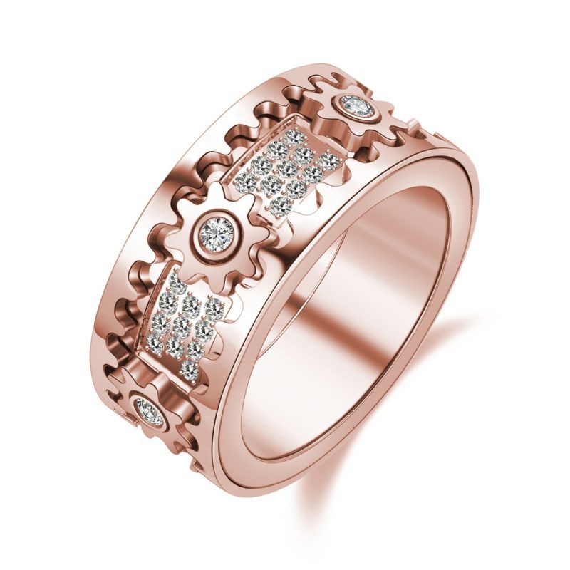 🎁 925 Sterling Silver Personalized Stress Reducing Rotatable Gear Ring 💎