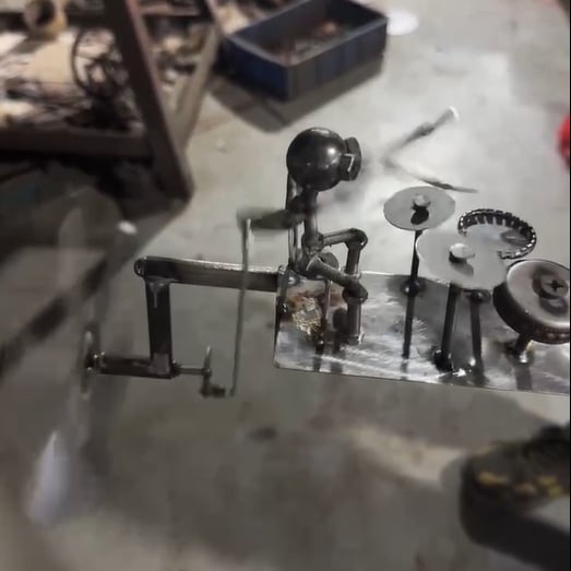 🔥Last Day🥁Handmade Metal Rock Band Windmill🎁(Includes a 70cm bracket)