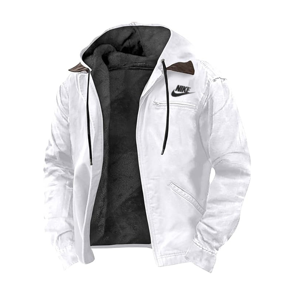 2025 NIKE®-Heavyweight Winter Hoodie Jacket Casual Stylish Zip Up Warm Fleece Sherpa Lined Jackets Coats With Pockets