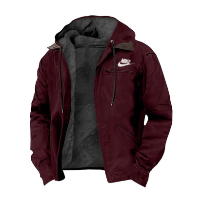 2025 NIKE®-Heavyweight Winter Hoodie Jacket Casual Stylish Zip Up Warm Fleece Sherpa Lined Jackets Coats With Pockets