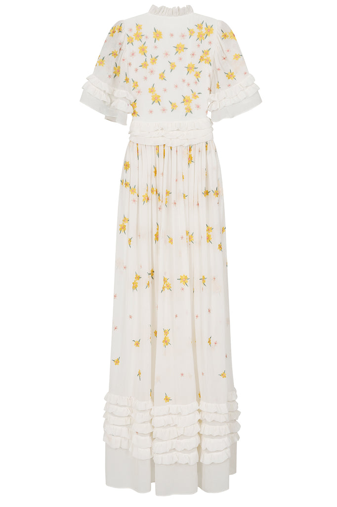 White Floral Embroidered Maxi Dress