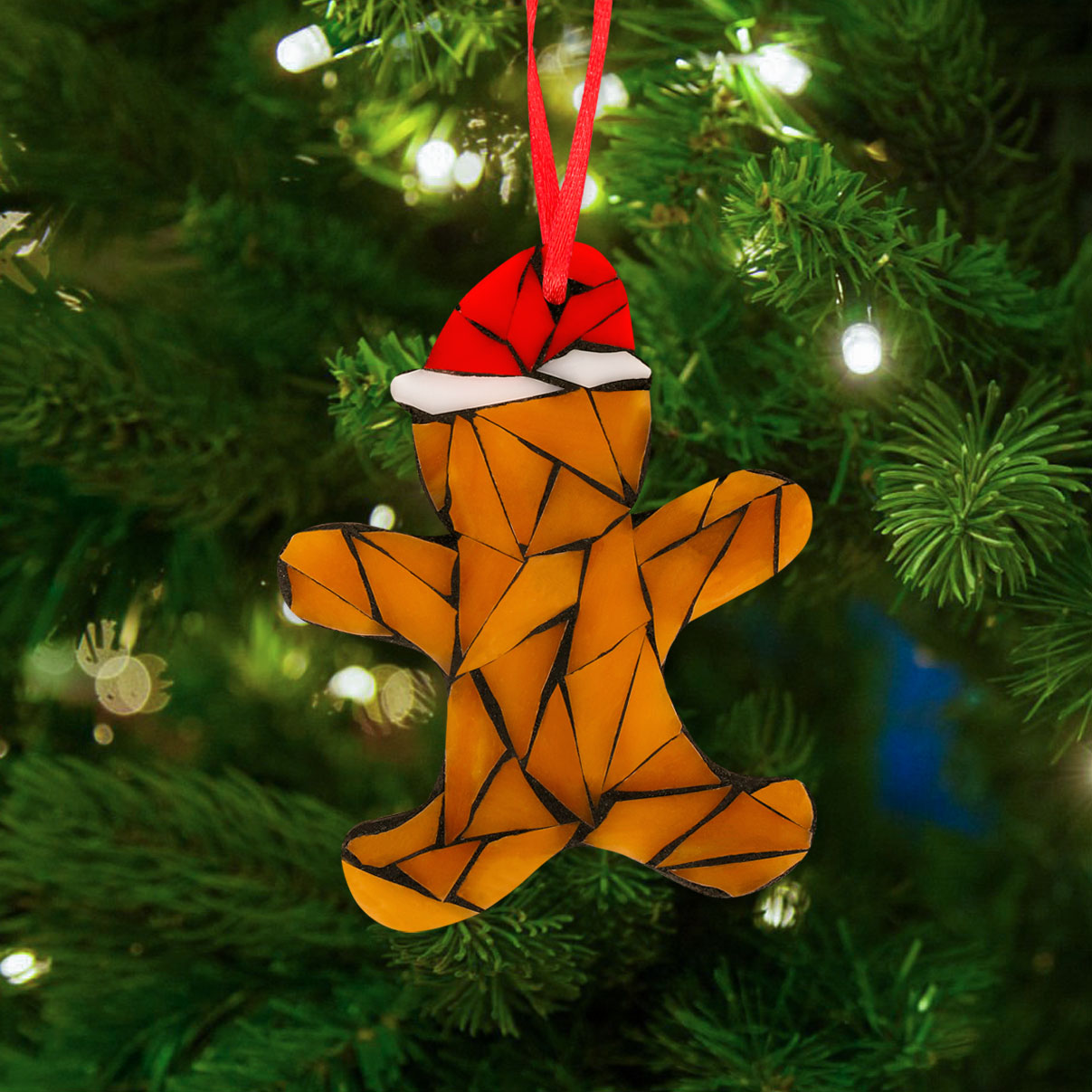 Gingerbread Man Christmas Ornaments Glass Mosaic Kit