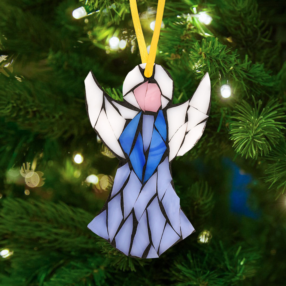 Blue Angel Christmas Ornaments Glass Mosaic Kit