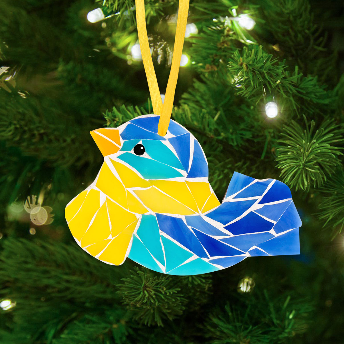 Cowl Bird Christmas Ornaments Glass Mosaic Kit