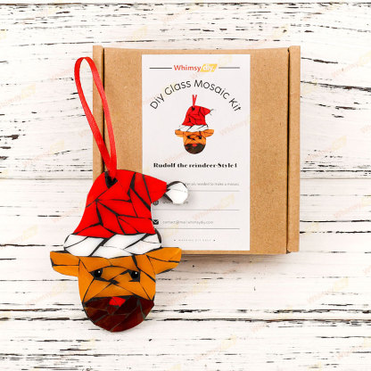 Rudolf The Reindeer Christmas Ornaments Glass Mosaic Kit -Style 1