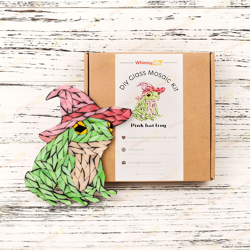 Pink Hat Frog Glass Mosaic Kit