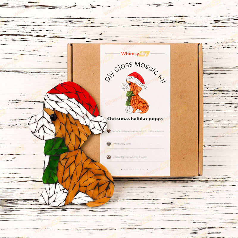 Christmas Holiday Puppy Glass Mosaic Kit
