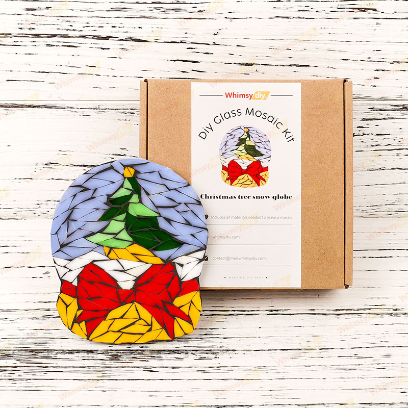 Christmas Tree Snow Globe Glass Mosaic Kit
