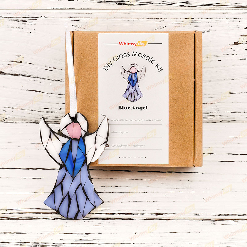 Blue Angel Christmas Ornaments Glass Mosaic Kit