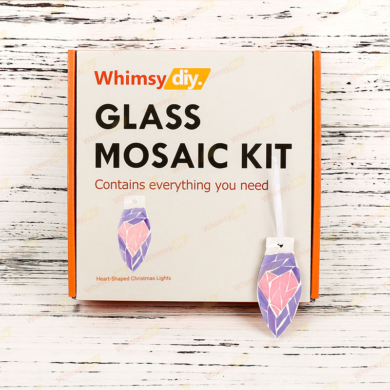 Heart-Shaped Christmas Light Ornaments Glass Mosaic Kit