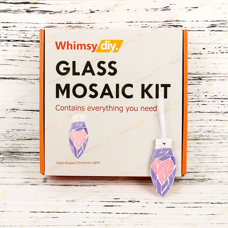 Heart-Shaped Christmas Light Ornaments Glass Mosaic Kit