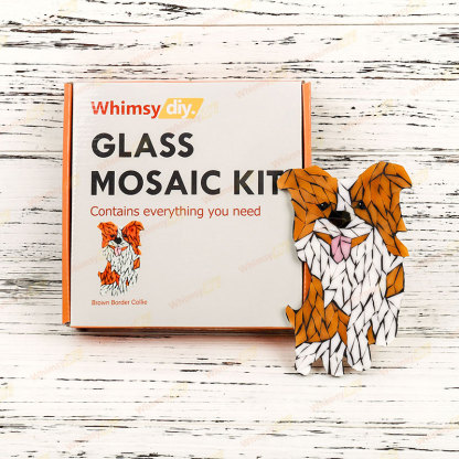 Brown Border Collie Glass Mosaic Kit