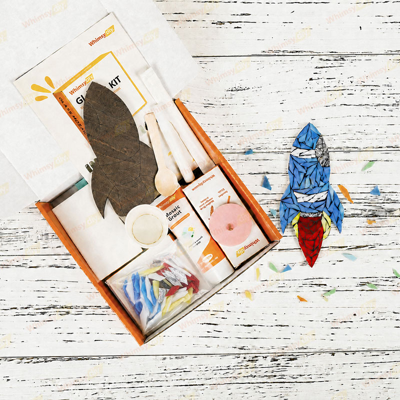 Whimsy DIY Retro Rocket Style 1 Glass Mosaic Kit Puzzles
