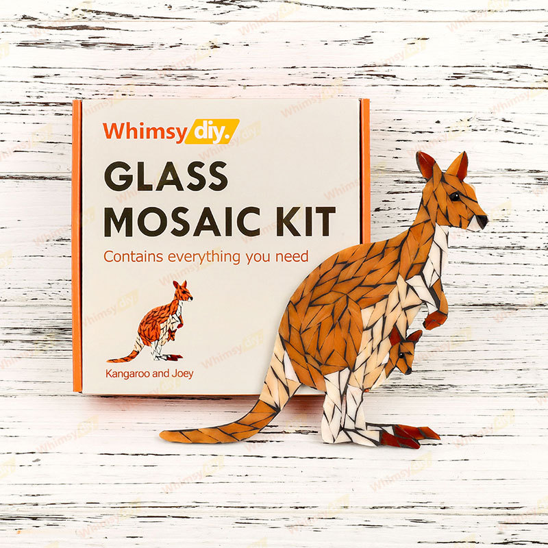 Kangaroos And Baby Mice Glass Mosaic Kit