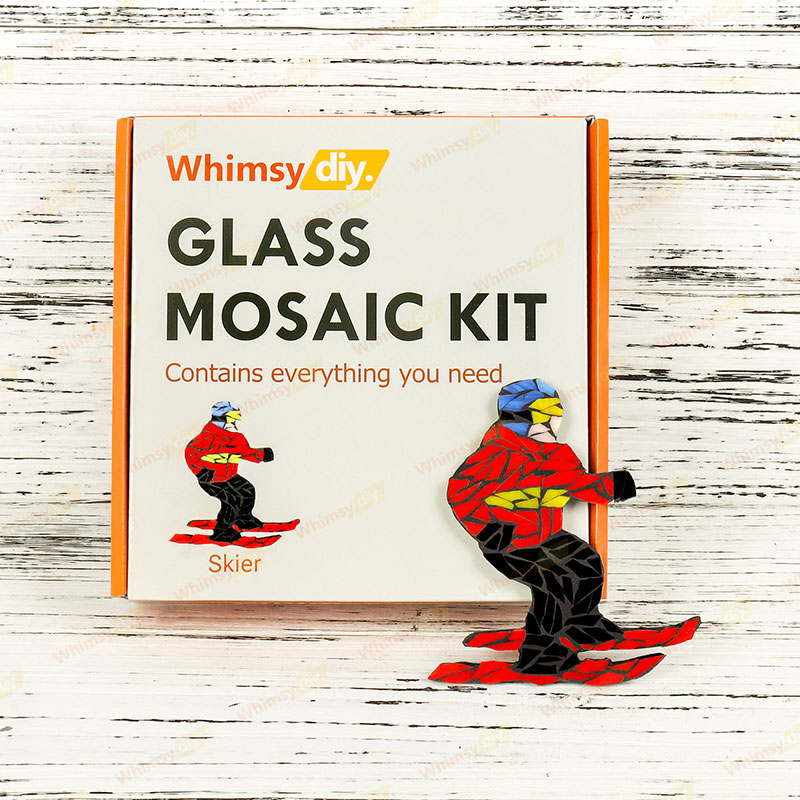 Whimsy DIY Skier Glass Mosaic Kit Puzzles