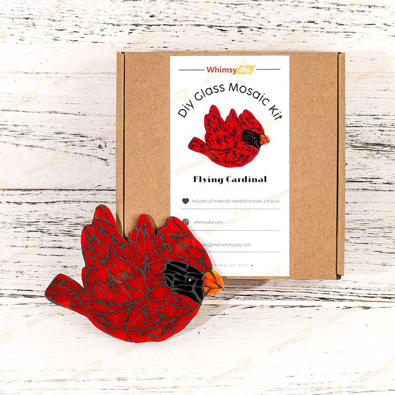 Flying Cardinal Glass Mosaic Kit | DIY Arts & Crafts Kit for Adults