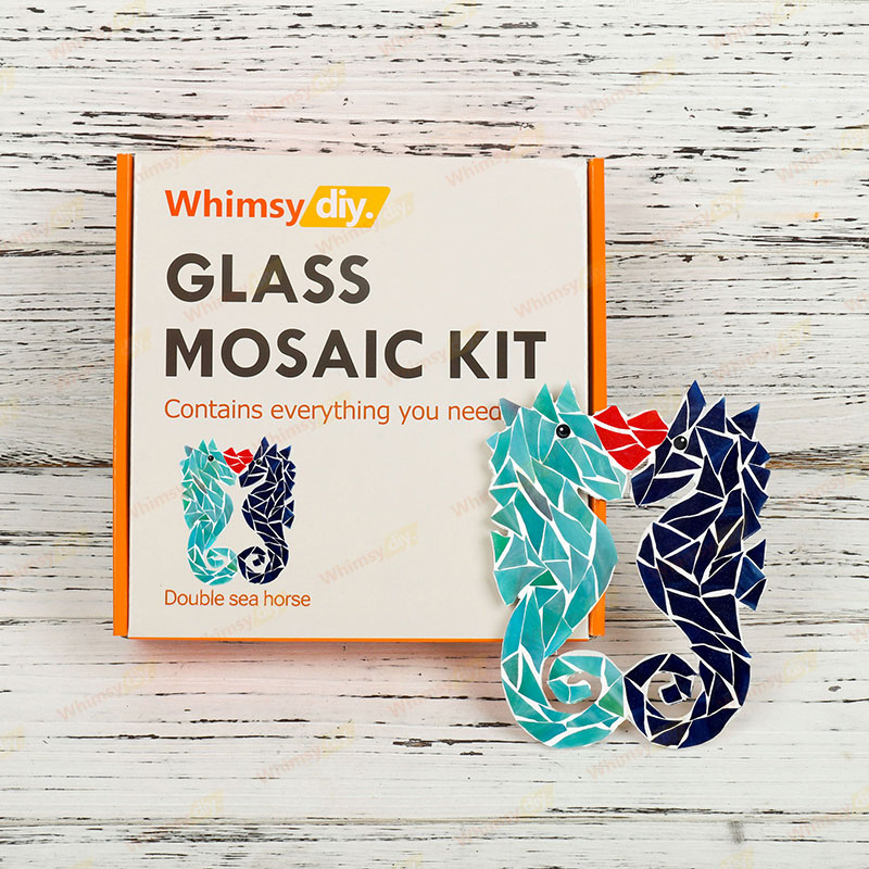 Whimsy DIY Double Sea Horse Glass Mosaic Kit Puzzles