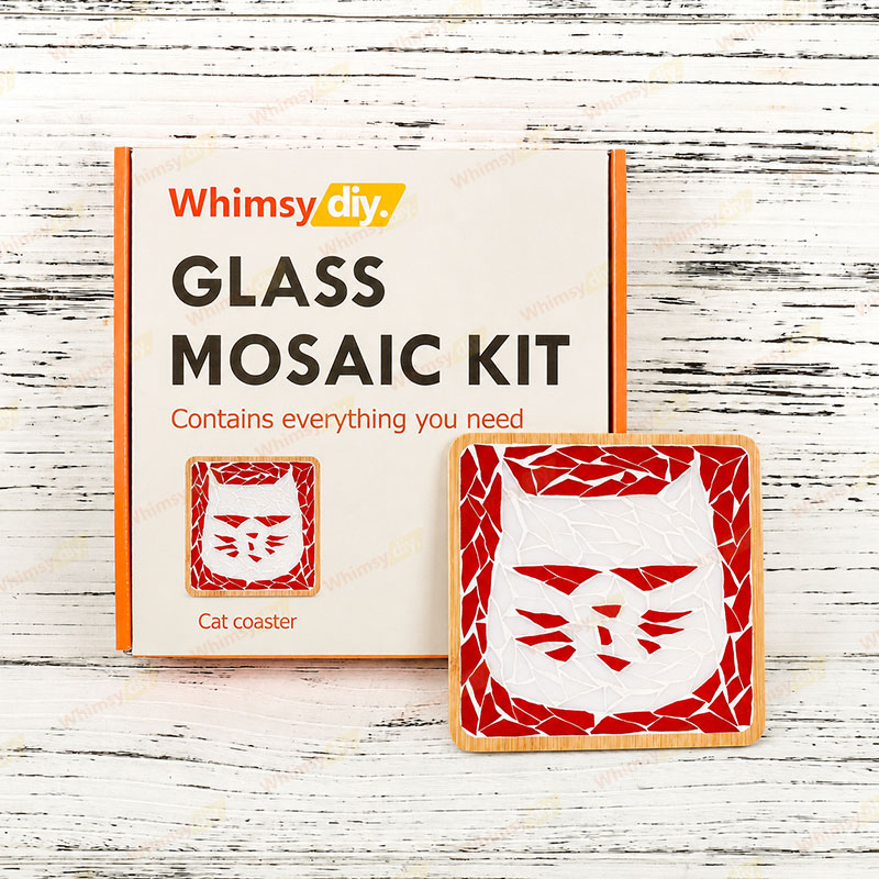Whimsy DIY cat Coaster Glass Mosaic Kit Puzzles