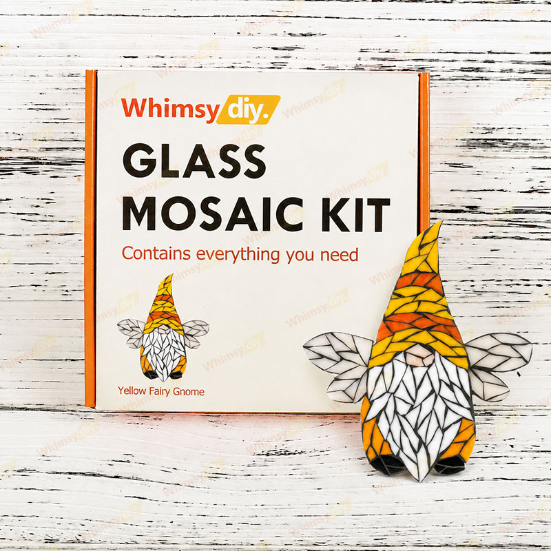 Whimsy DIY Yellow Fairy Gnome Glass Mosaic Kit Puzzles