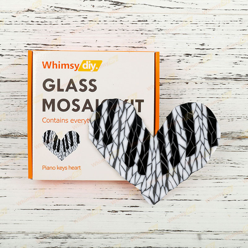 Whimsy DIY Piano Keys Heart Glass Mosaic Kit Puzzles