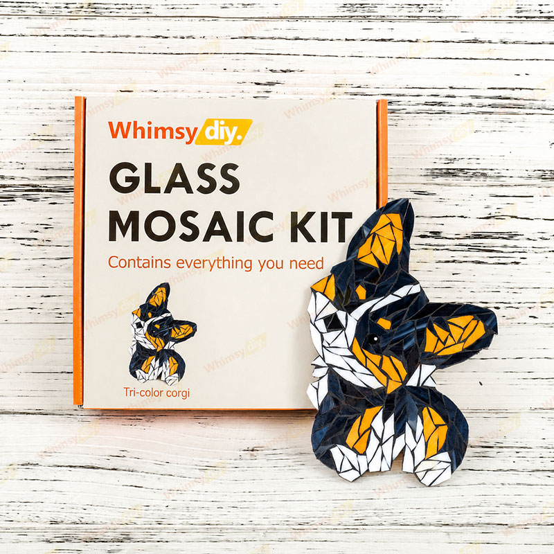 Whimsy DIY tri-color corgi Glass Mosaic Kit Puzzles