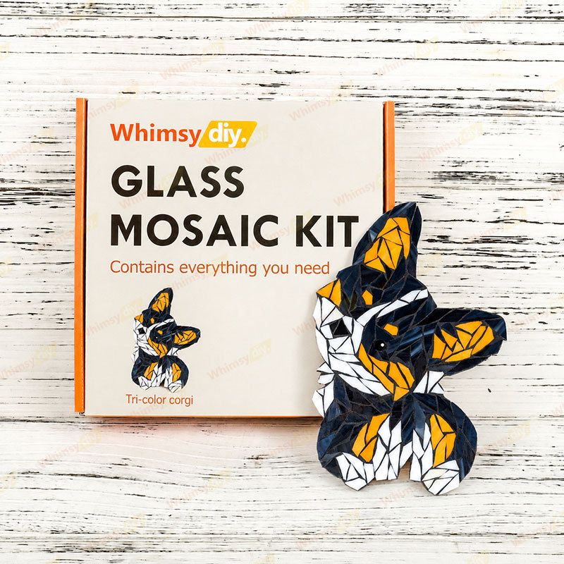 Whimsy DIY tri-color corgi Glass Mosaic Kit Puzzles