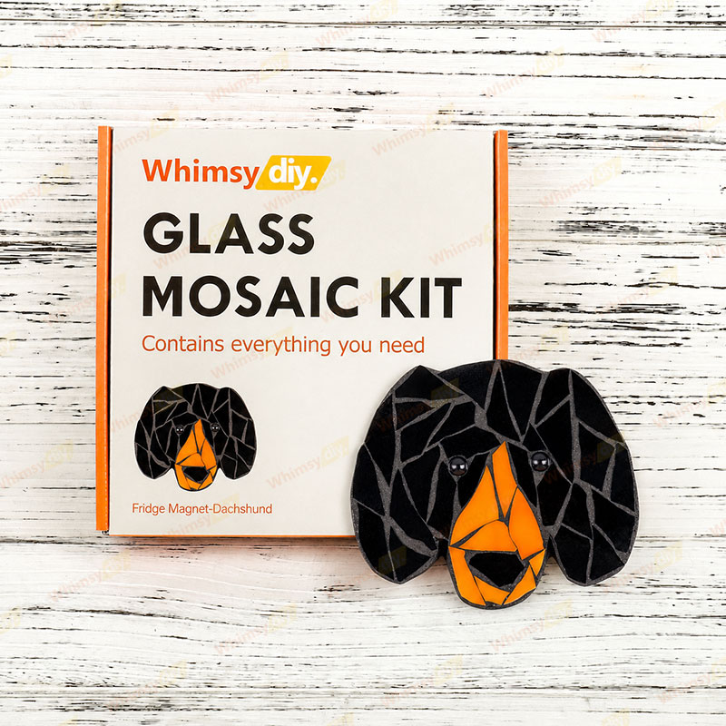 Whimsy DIY Fridge Magnet- Dachshund Dog Glass Mosaic Kit Puzzles