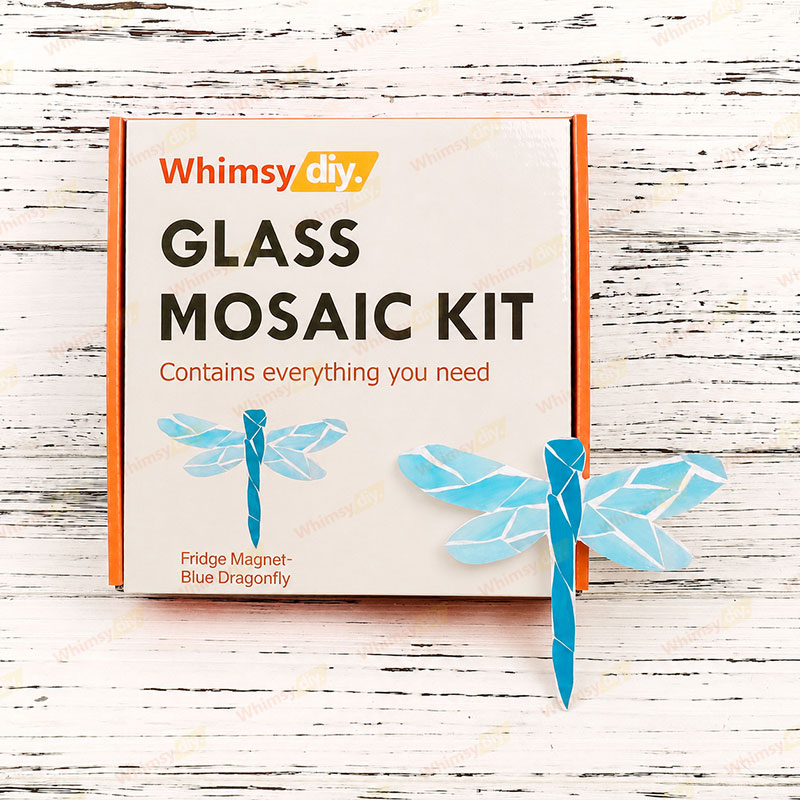 Whimsy DIY Fridge Magnet- Blue Dragonfly Glass Mosaic Kit Puzzles