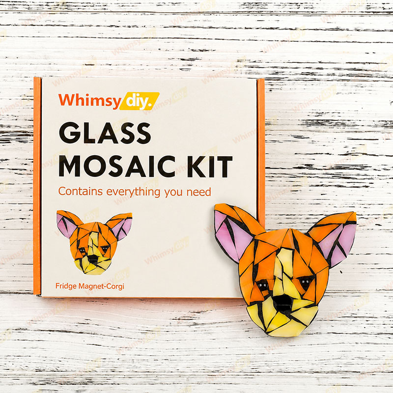 Whimsy DIY Fridge Magnet- Corgi Dog Glass Mosaic Kit Puzzles