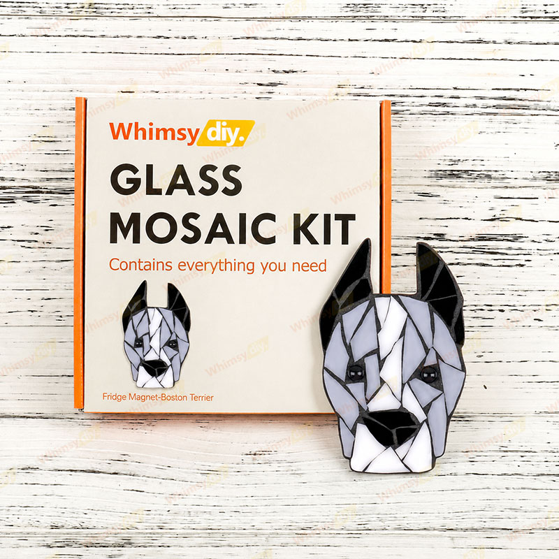 Whimsy DIY Fridge Magnet- Boston Terrier Glass Mosaic Kit Puzzles