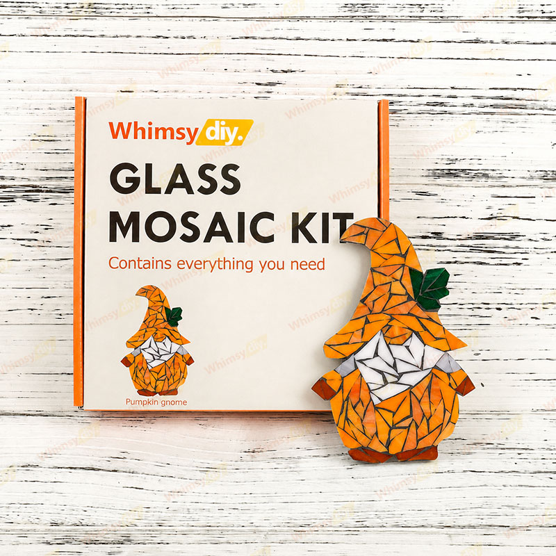Whimsy DIY Pumpkin Gnome Glass Mosaic Kit Puzzles