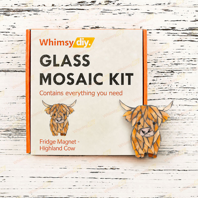 Whimsy DIY Fridge Magnet - Highland Cow Glass Mosaic Kit Puzzles