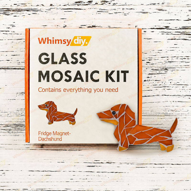 Whimsy DIY Fridge Magnet - Dachshund Glass Mosaic Kit Puzzles