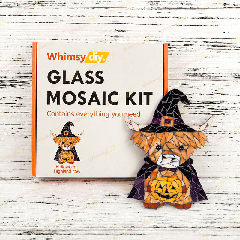 Whimsy DIY Halloween Highland Cow Glass Mosaic Kit Puzzles