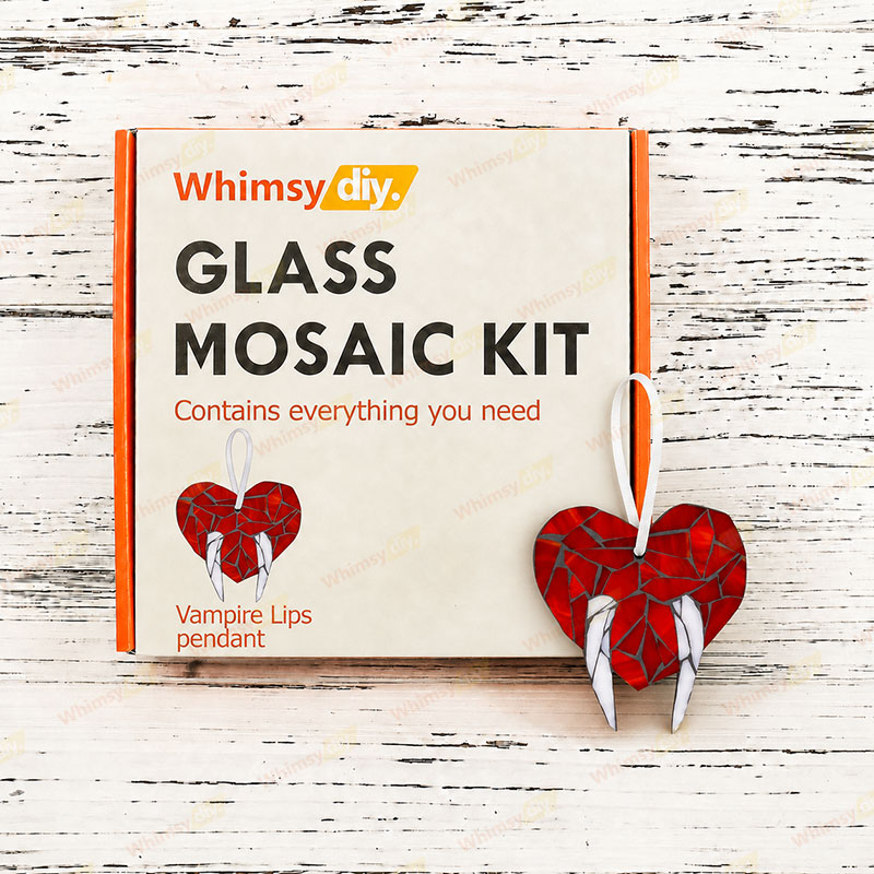 Whimsy DIY Vampire Lips pendant Glass Mosaic Kit Puzzles