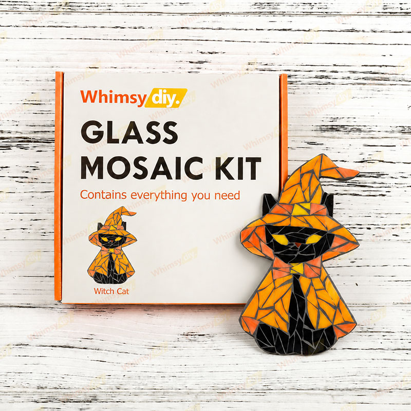 Whimsy DIY Witch Cat Glass Mosaic Kit Puzzles